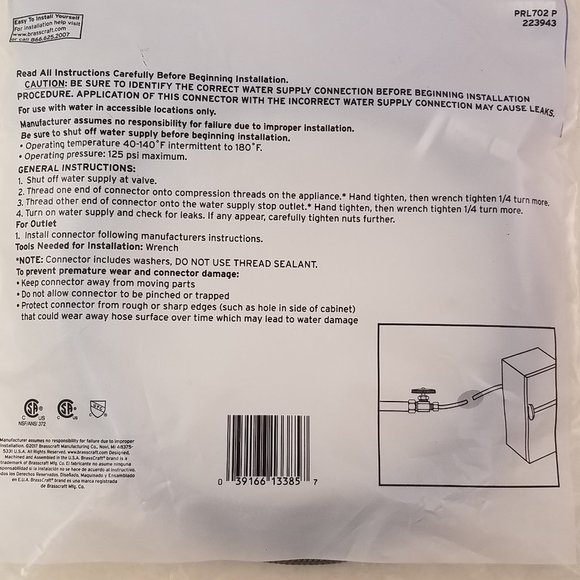 PEERLESS Ice Maker/Humidifier Water Filter Flexible Hose Connector 🆕 - Picture 3 of 4